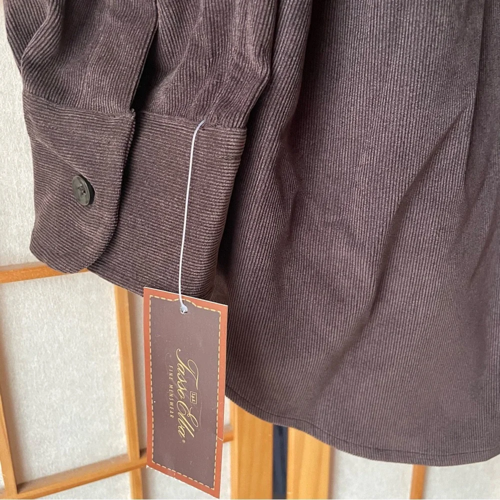 Tasso Elba Vintage Brown Corduroy Shirt, L‎